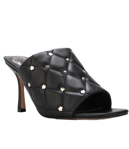 Womens/ladies Majji Leather Heeled Mule Slippers Black Ted Baker