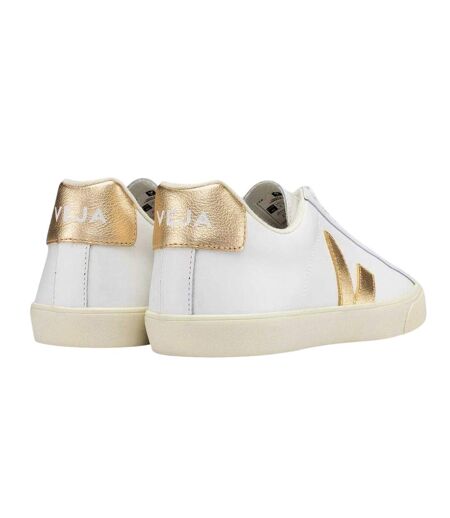 Womens/ladies Esplar Leather Flat Trainers White Veja