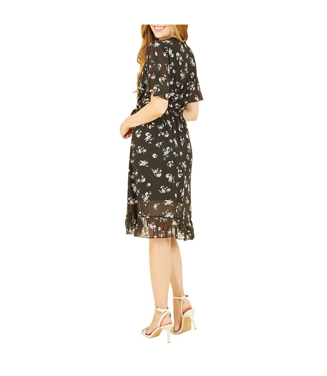 Robe Portefeuille Motif/style Floral Femme Noir Mela London-3