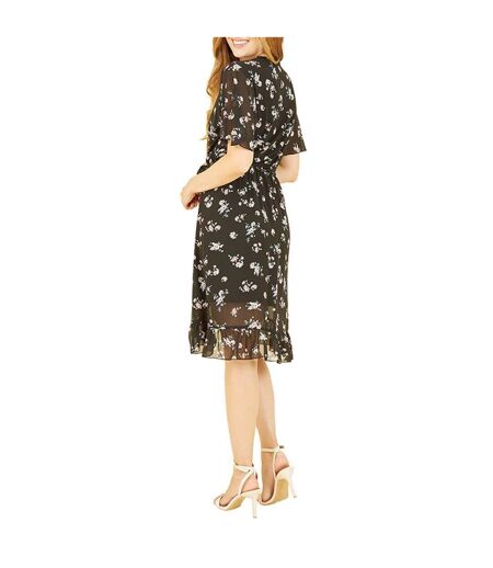 Robe Portefeuille Motif/style Floral Femme Noir Mela London