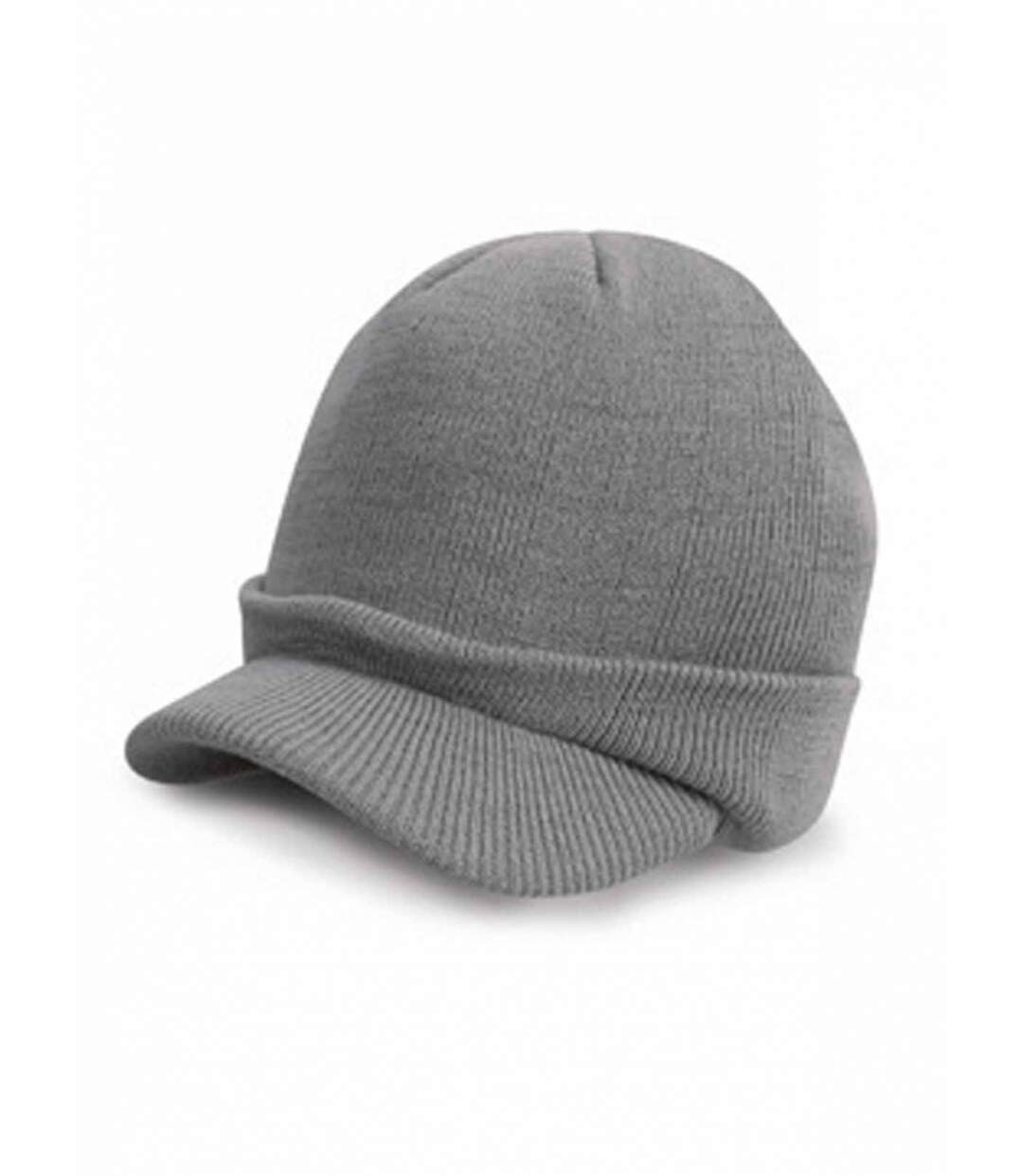 Bonnet casquette tricoté style army urban - RC060X - gris clair-2