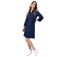 Robe chemise col tailleur CLAUDINE unie bleu marine Coton Du Monde-1