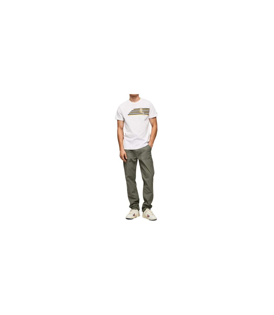 T-shirt Motif/style Rayé Homme Blanc Pepe Jeans-1