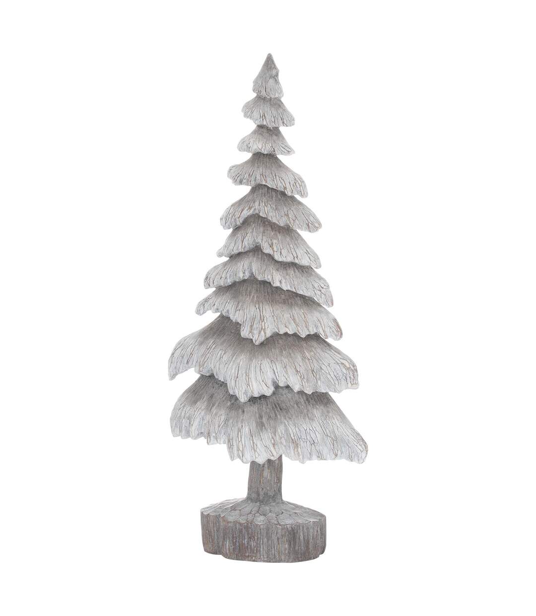 Snowy tree wood effect carved christmas decoration 47cm x 9cm x 21cm grey Hill Interiors-1