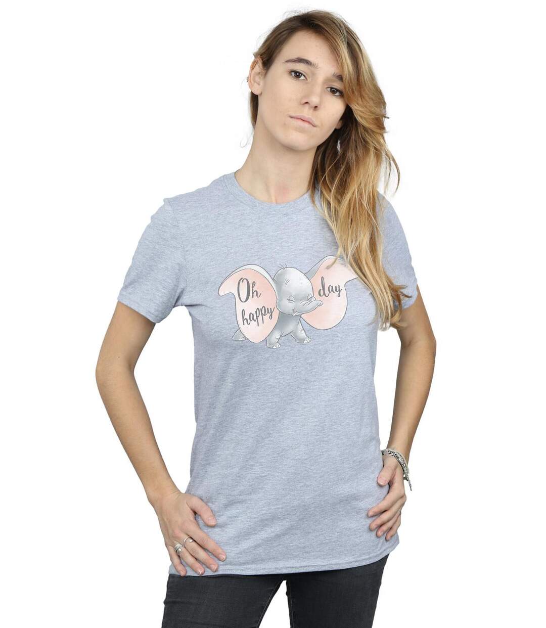 Disney - T-shirt DUMBO HAPPY DAY - Femme (Gris chiné) - UTBI17002-2