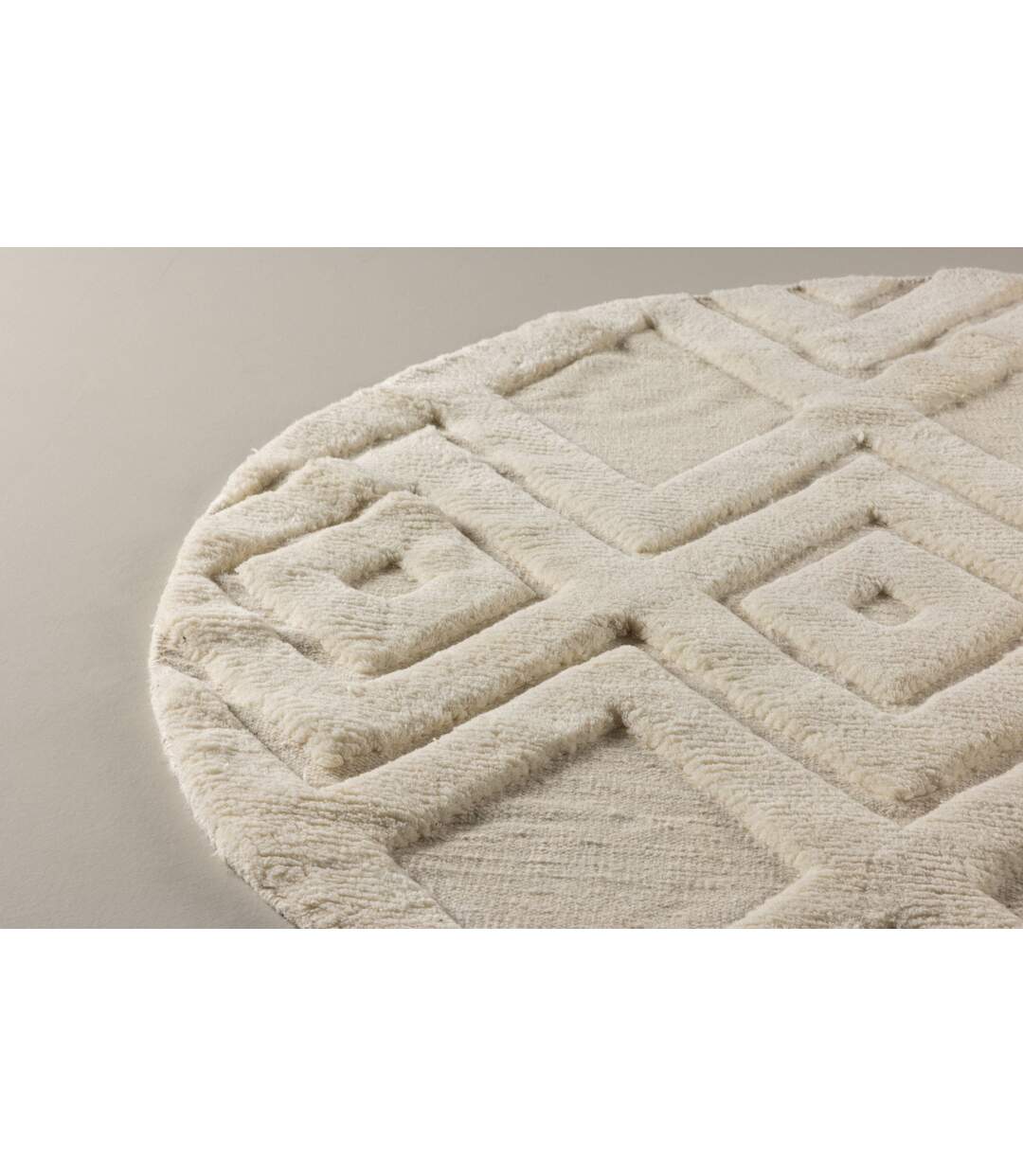 Tapis Déco Rond en Laine Dahlia 200cm Blanc-4