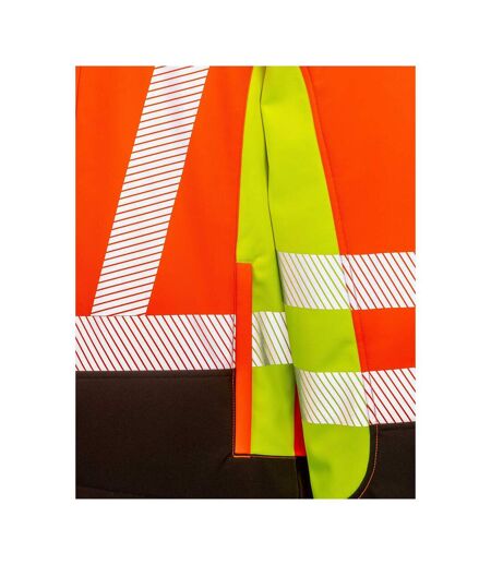 Unisex Adult Safety 3 Tone 3 Layer Jacket Fluorescent Yellow Fluorescent Orange Black Result Recycled