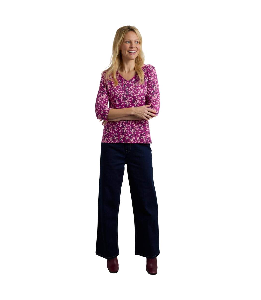 Womens/ladies laveda jersey slub t-shirt dark raspberry Weird Fish-3