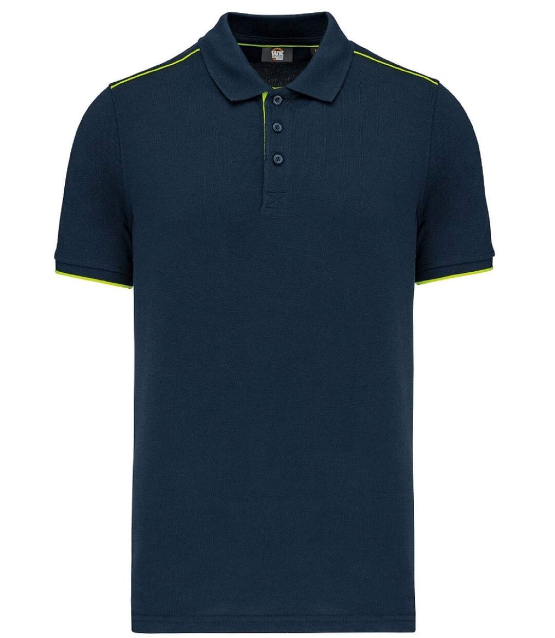 Polo professionnel DayToDay pour homme - WK270 - bleu marine et jaune fluo