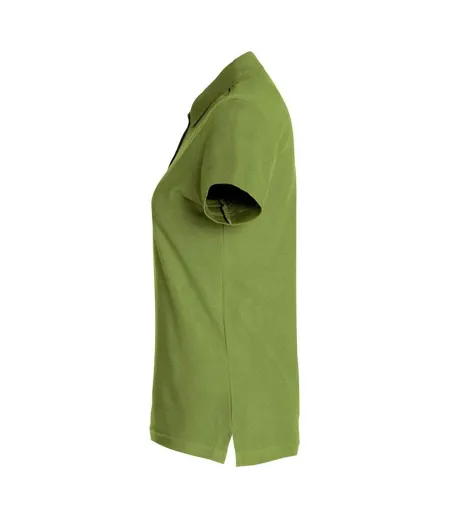 Womens/ladies Plain Polo Shirt Army Green Clique