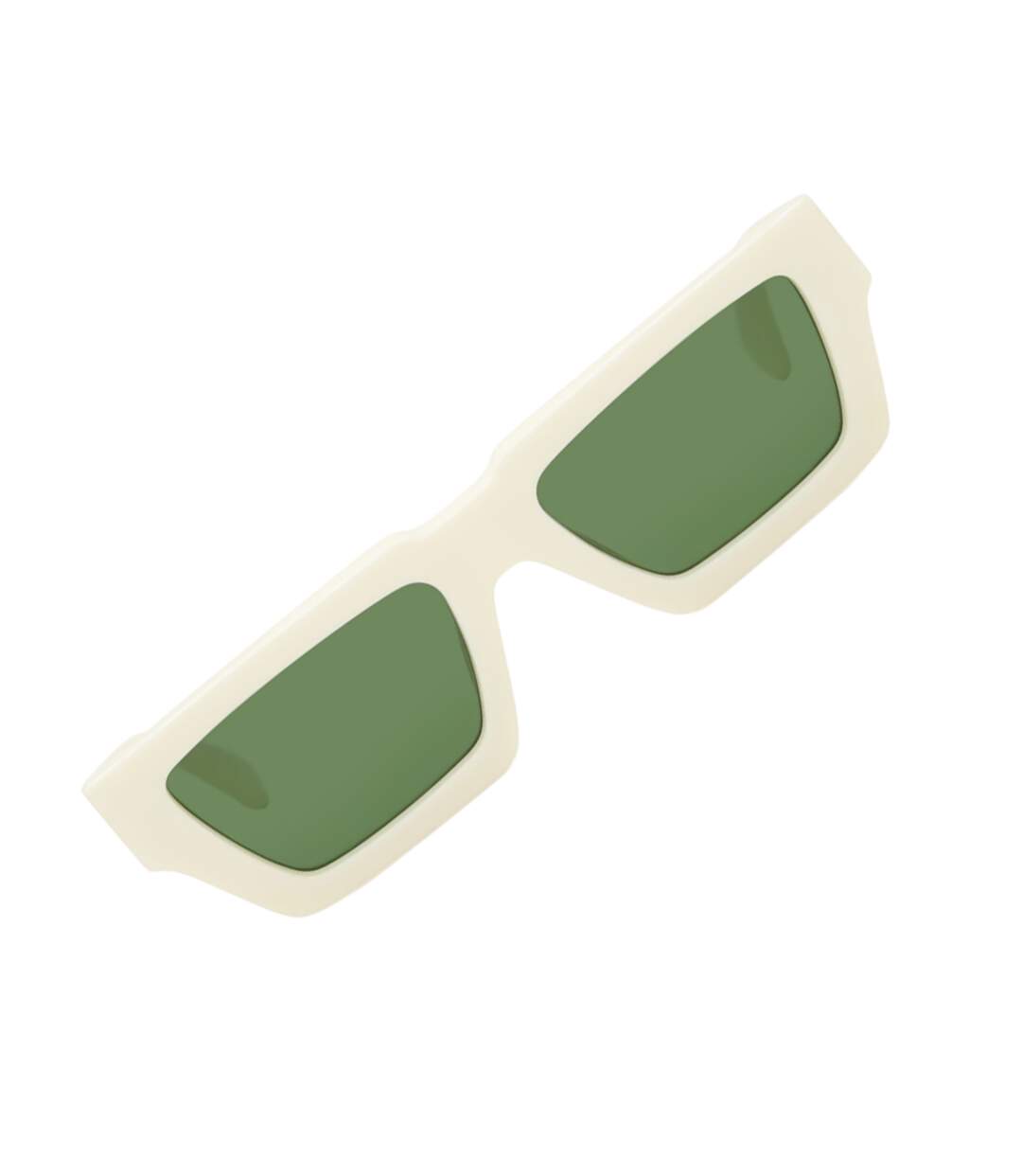 Lunettes De Soleil Motif/style Rectangle Manchester Femme Taille Unique Blanc Vert Off White-2