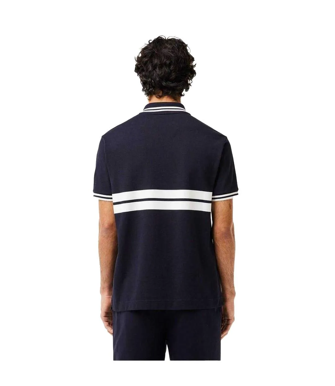 Mens Striped Premium Cotton Polo Shirt Black Lacoste-3