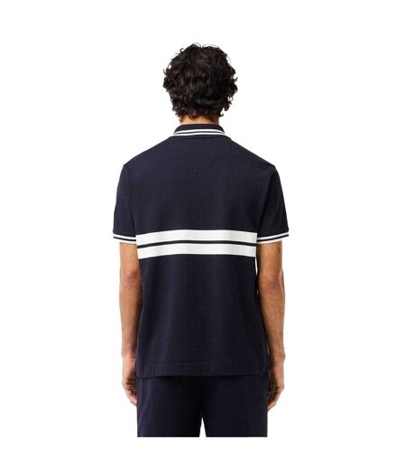 Mens Striped Premium Cotton Polo Shirt Black Lacoste