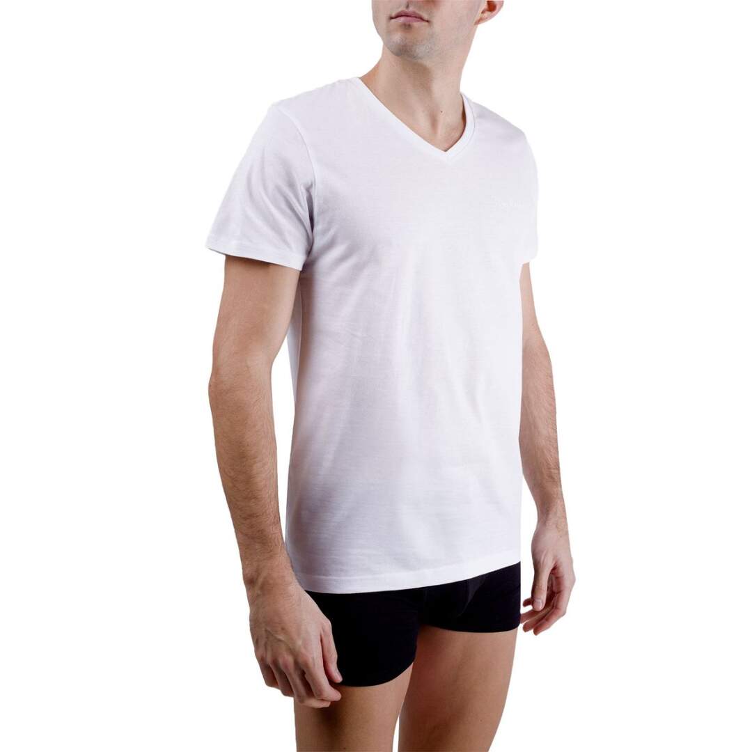 T-shirt homme en col v avec broderie sur la poitrine Pierrecardin-1