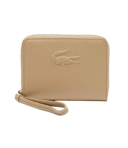 Portefeuille beige femme lacoste leather