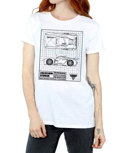 Disney - T-shirt CARS JACKSON STORM BLUEPRINT - Femme (Blanc) - UTBI16110