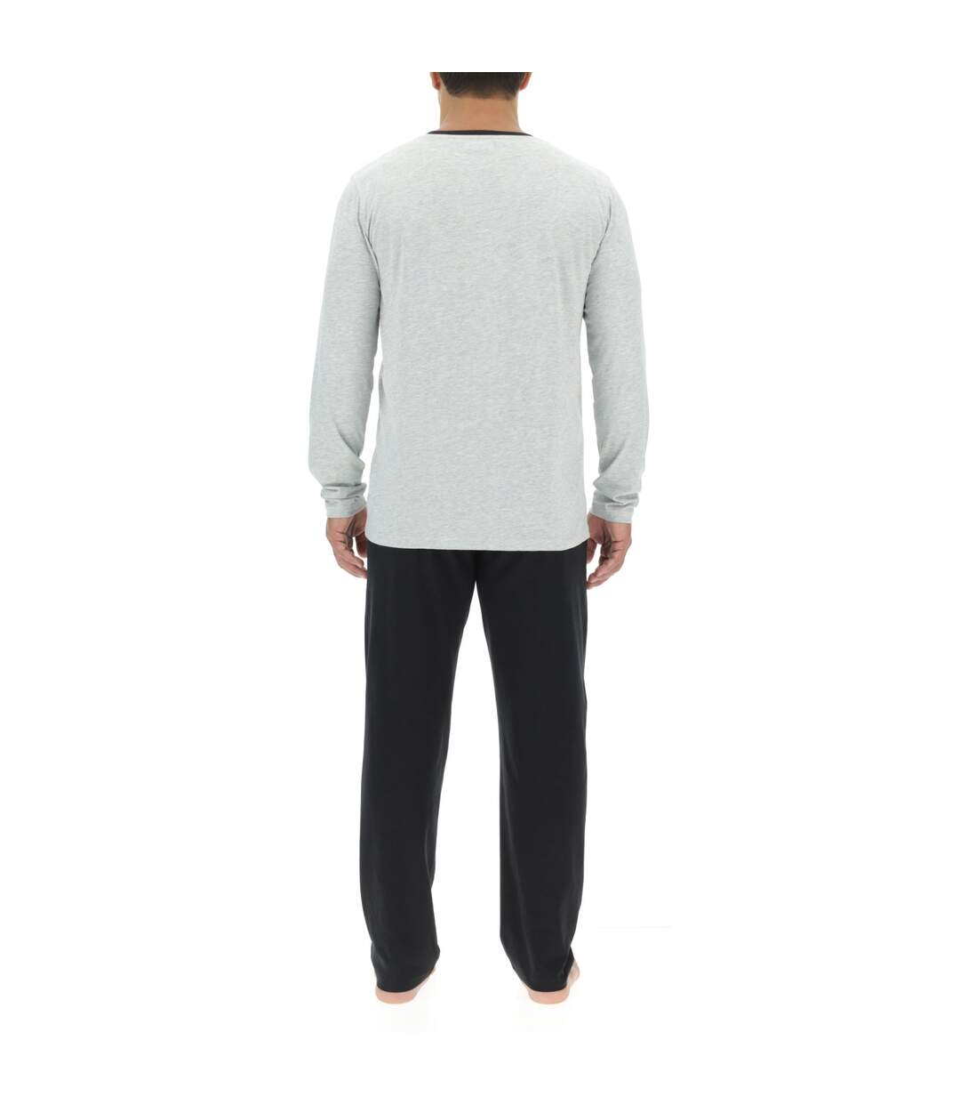 Ensemble Pyjama long homme en coton uni Logo poitrine Pierre Cardin-2