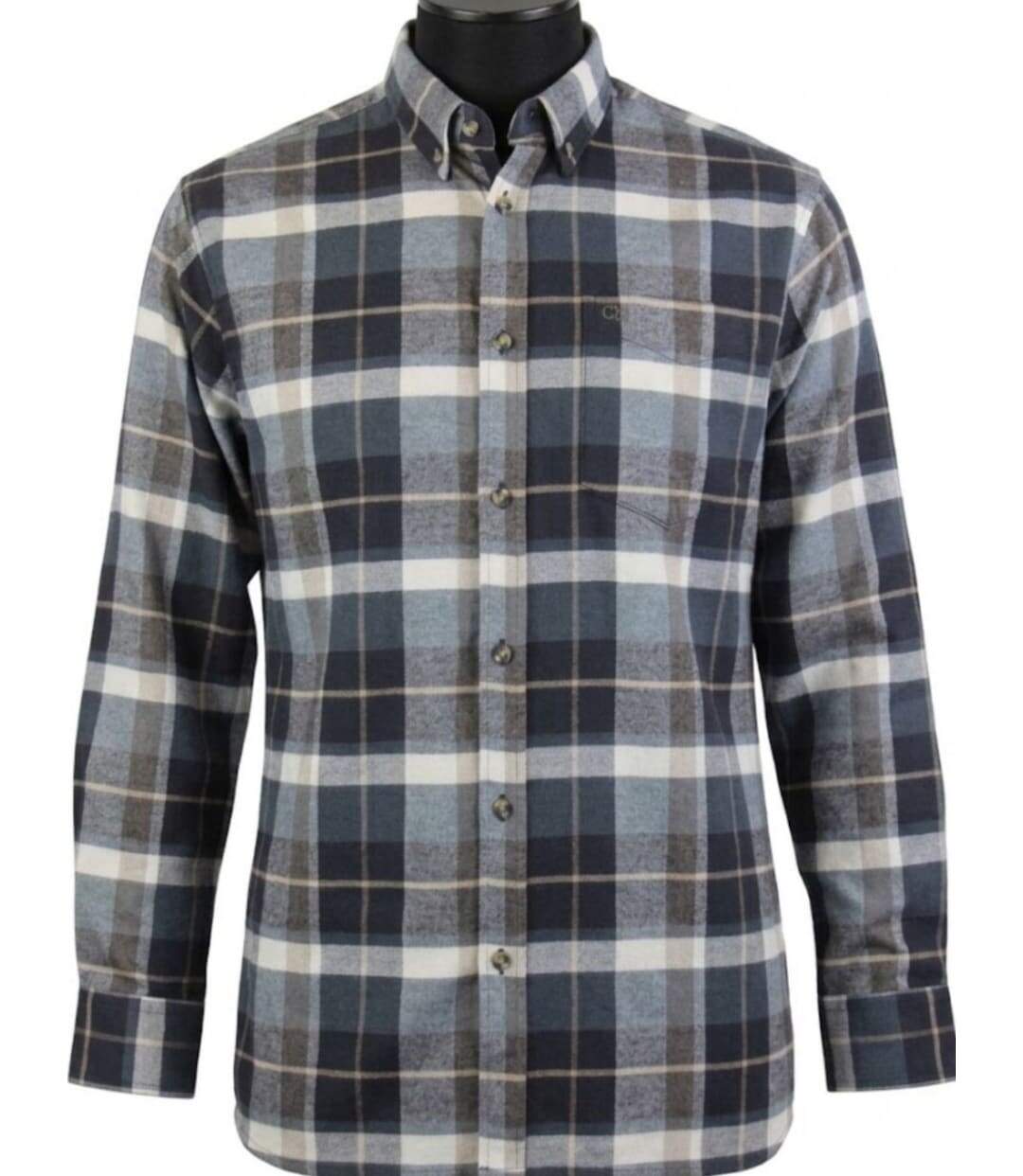 CHALLENGER BAKOU — Chemise à carreaux manches longues flanelle noir & beige : le confort doux et intemporel-2