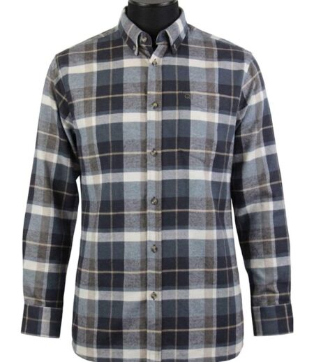 CHALLENGER BAKOU — Chemise à carreaux manches longues flanelle noir & beige : le confort doux et intemporel