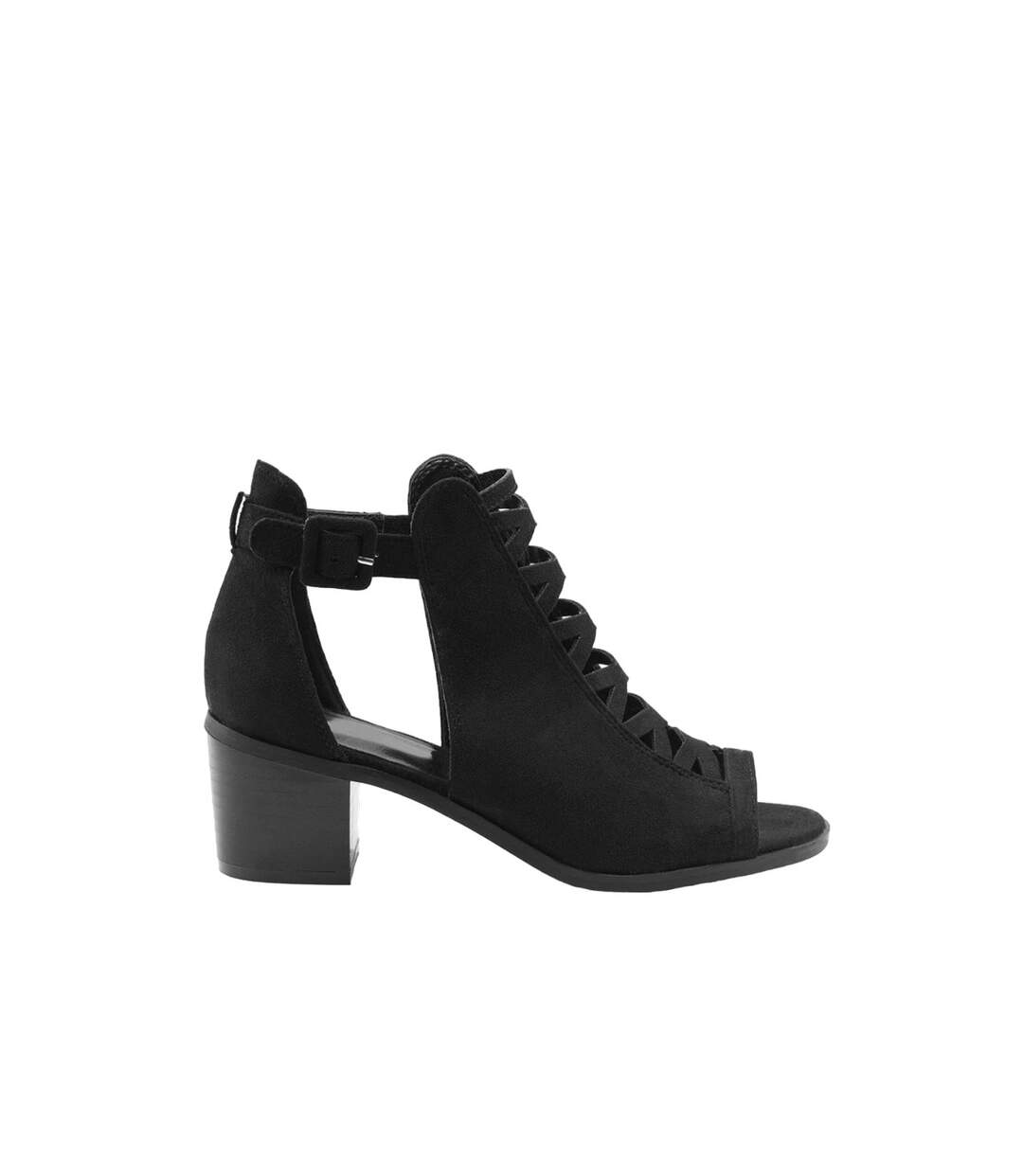 Womens/ladies Reydah Criss-cross Faux Suede Block Heel Sandals Black Where´s That From-2