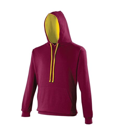 Sweat à capuche contrastée unisexe - JH003 - rouge bordeau et jaune