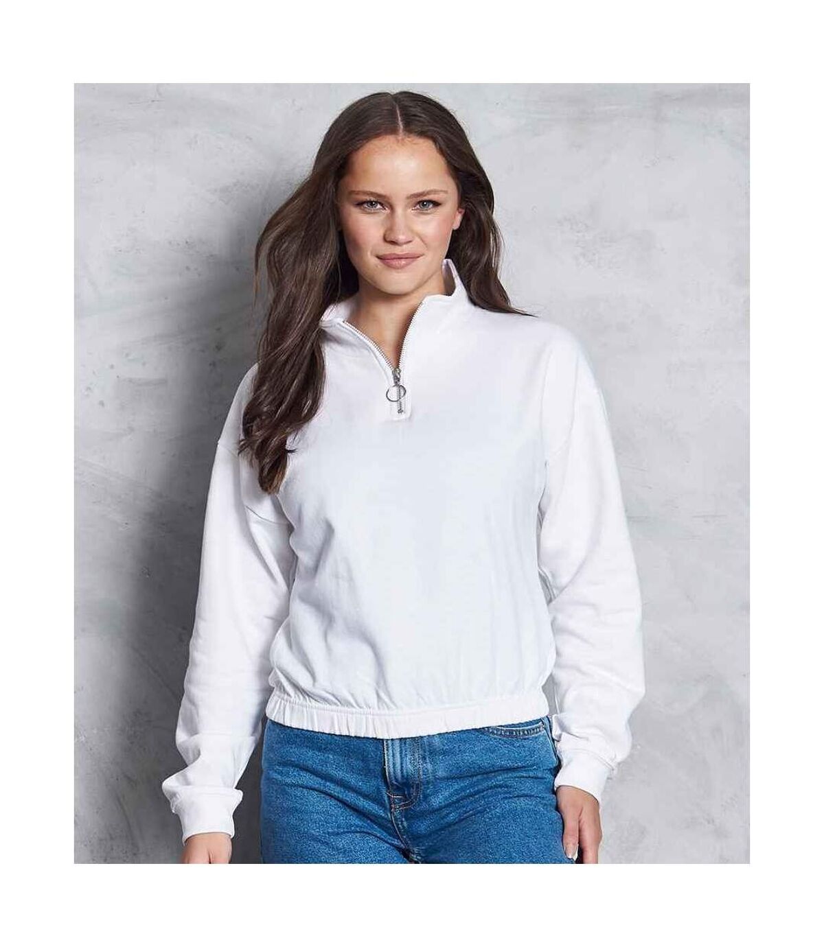 Awdis Womens/Ladies Cropped Sweatshirt (Arctic White)