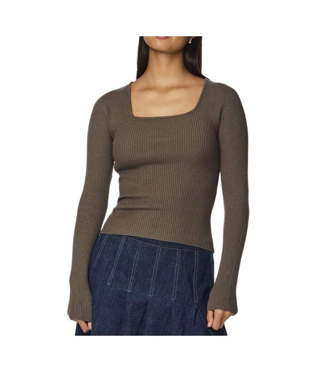 T-Shirt manches longues vert femme pieces kalu-1