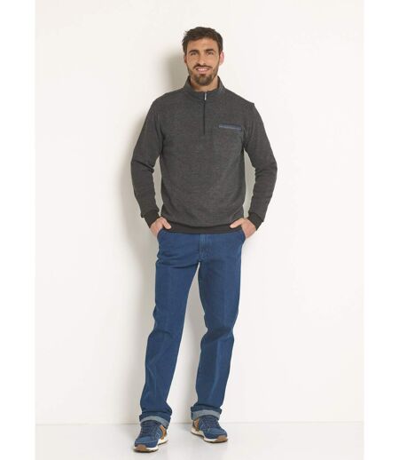 Sweat 2 en 1 col chemise zippé