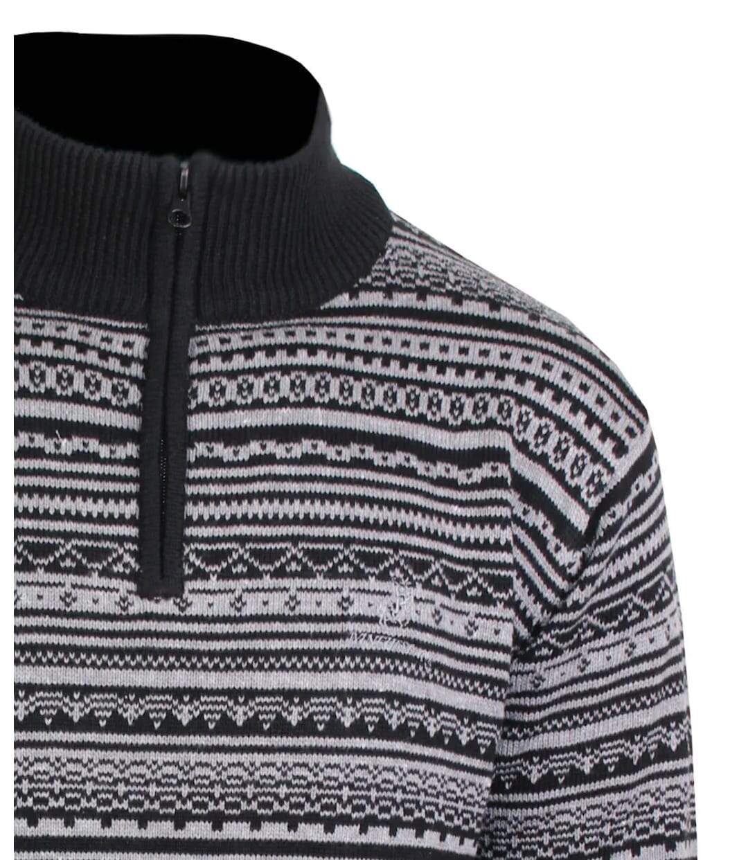 Pull camionneur col montant zippé jacquard PAST1N-3