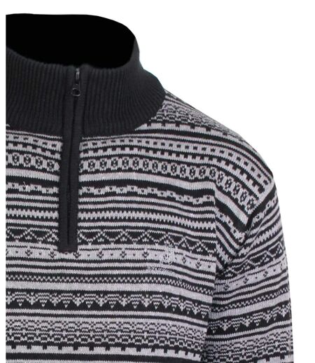 Pull camionneur col montant zippé jacquard PAST1N