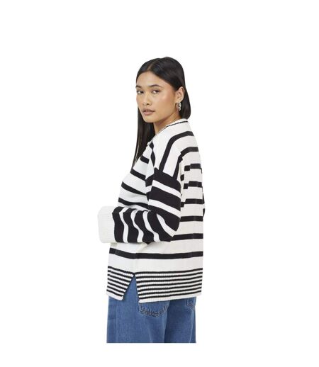 Pull Tunique Motif/style À Rayures Jack Femme Crème Noir Brave Soul
