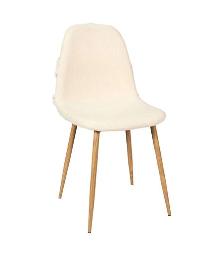 Chaise Faro tissu et pieds métal imitation bois - Beige