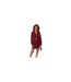 Womens/ladies Polyester Belted Wrap Dress Wine Ax-1