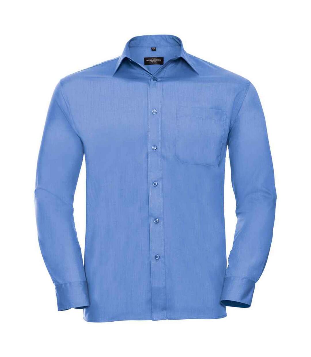 Mens poplin easy-care long-sleeved formal shirt corporate blue Russell Collection-1