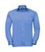 Mens poplin easy-care long-sleeved formal shirt corporate blue Russell Collection-1