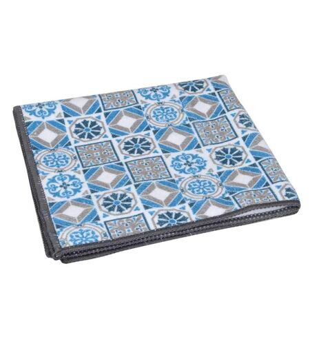Torchon Carreaux de Ciment 40x40cm Bleu & Gris