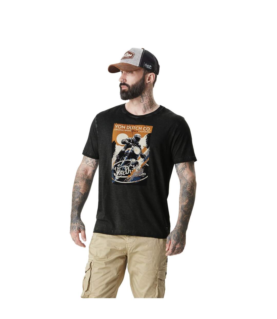 T-shirt homme col rond en jersey avec photoprint et traitement Poster Vondutch-1