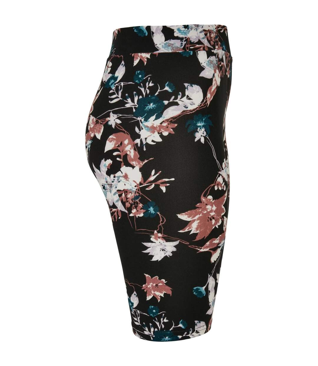 Womens/ladies Soft Flowers Cycling Shorts Black Urban Classics-4