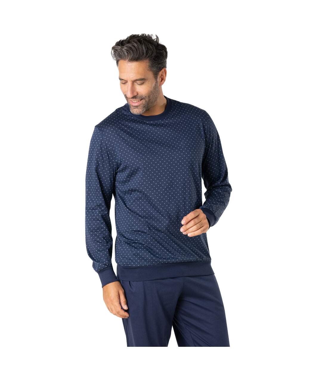 Pyjama long col rond homme Mercerisé Eminence-1