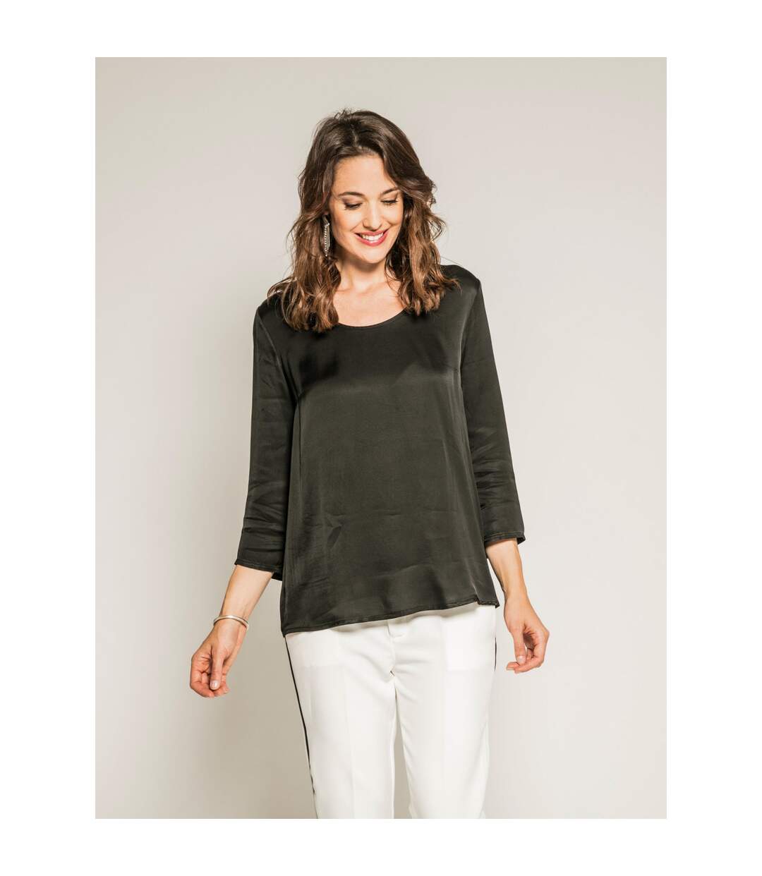 Blouse soyeuse manches 3/4 OLGA - Dona X Lisa-1