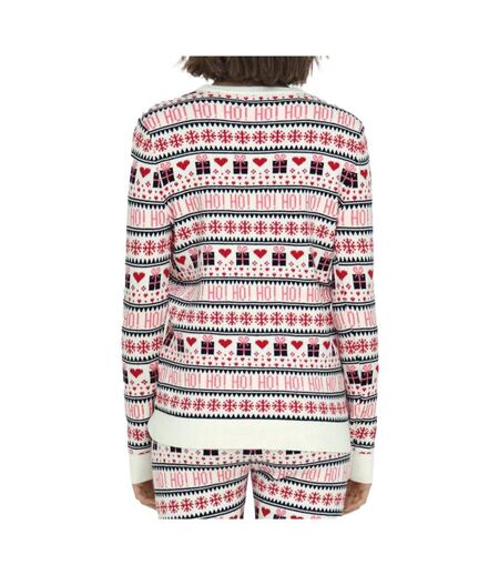 Pull de noël blanc/rose femme only xmas present