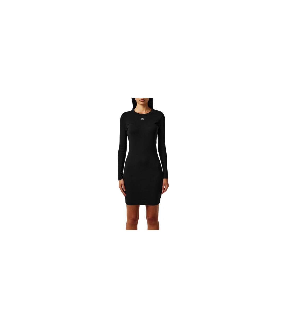Robe Moulante Manches Longues Femme Noir Hugo-1