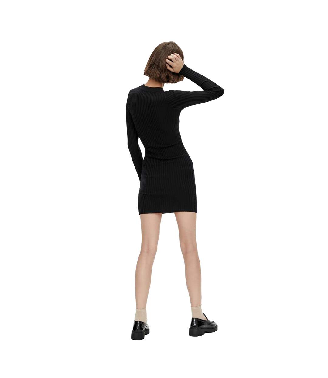 Womens/ladies Mini T-shirt Dress Black Pieces-3
