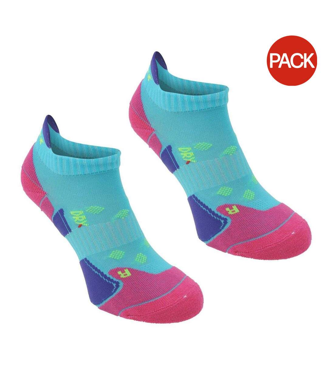 Lot De 2  Socquettes Femme Turquoise Vif Fuchsia Fluo Karrimor-1