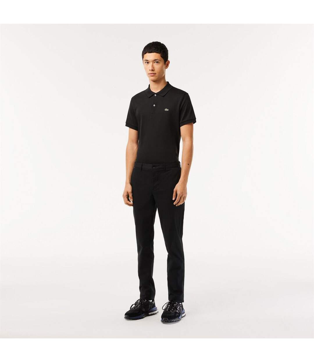Mens Organic Cotton Slim Chinos Black Lacoste-1