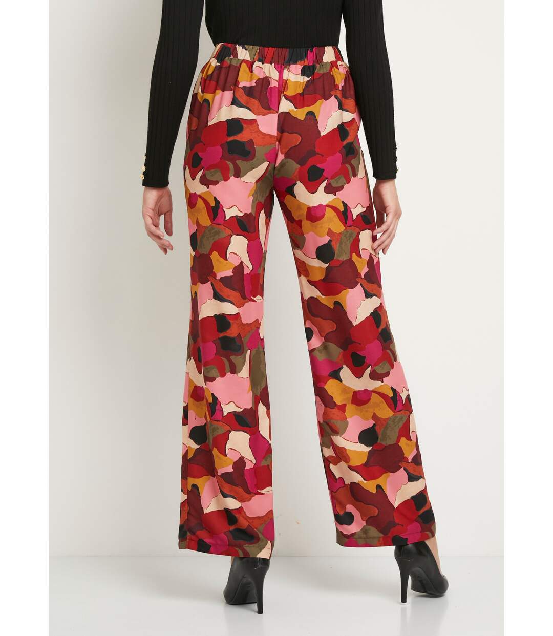 Pantalon large taille semi élastiquée imprimé-2