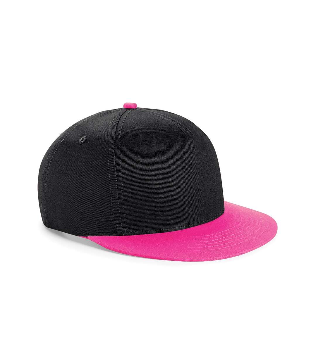 Youth Unisex Retro Snapback Cap Black Fuchsia Beechfield-1