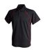 Mens Piped Performance Polo Shirt Black Red Finden & Hales-1
