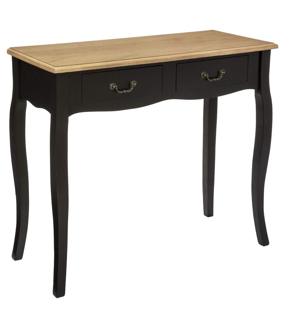 Console Chrysa - 2 tiroirs - Noir et Bois-1