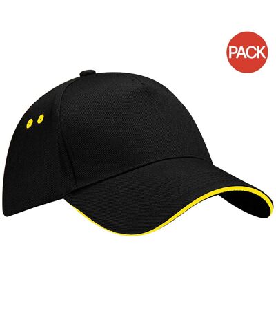 Lot de 2  Casquette adulte unisexe noir/jaune Beechfield